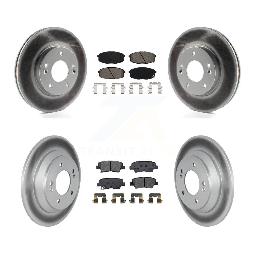 Front Rear Coated Brake Rotor & Semi-Metallic Pad Kit For 2022 Hyundai Kona FWD with 1.6L KGS-102489