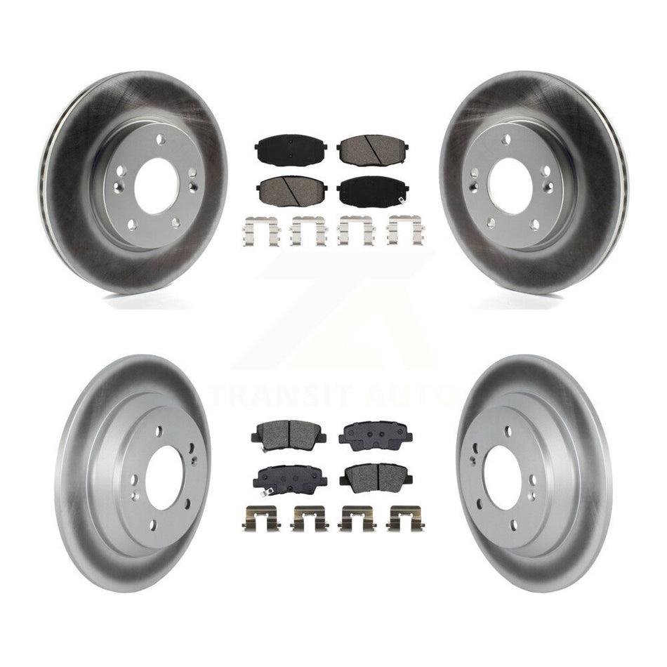 Front Rear Coated Brake Rotor & Semi-Metallic Pad Kit For 2022 Hyundai Kona FWD with 1.6L KGS-102489