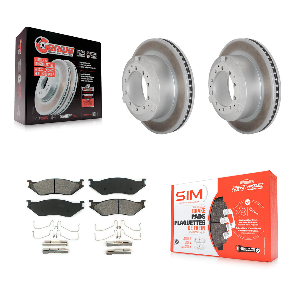 Front Coated Brake Rotor Semi-Metallic Pad Kit For International TerraStar IC Corporation KGS-102491
