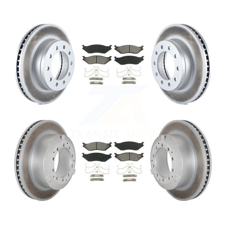 Front Rear Coated Brake Rotor Semi-Metallic Pad Kit For Ford F-450 Super Duty F-550 CF500 KGS-102493