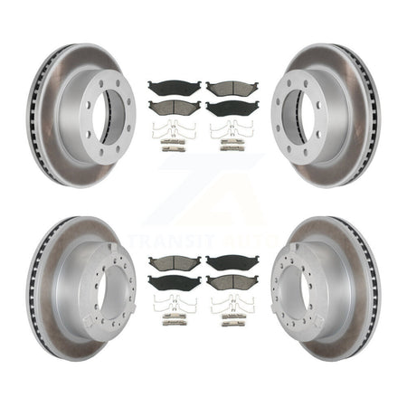 Front Rear Coated Disc Brake Rotors And Semi-Metallic Pads Kit For Ford F-450 Super Duty KGS-102495