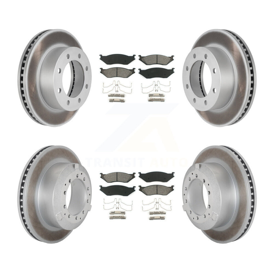 Front Rear Coated Disc Brake Rotors And Semi-Metallic Pads Kit For Ford F-450 Super Duty KGS-102495