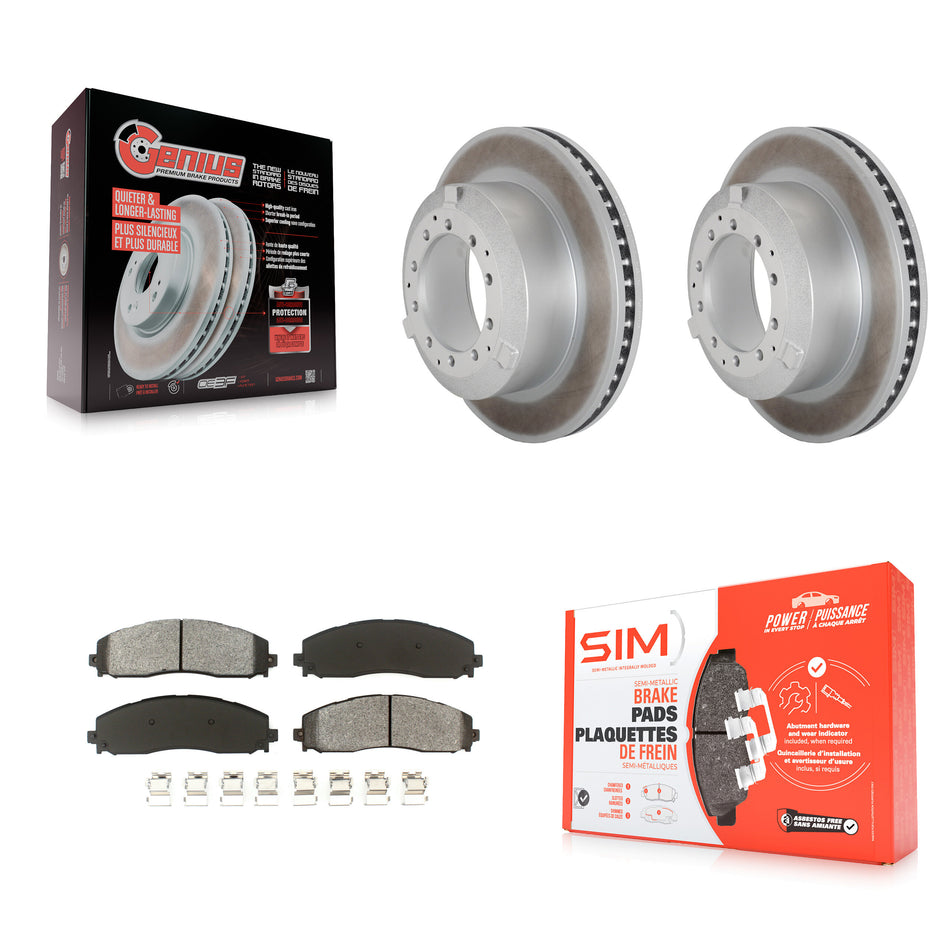 Rear Coat Brake Rotor Semi-Metallic Pad Kit For 15-16 Ford F-350 Super Duty Cab & Chassis KGS-102499