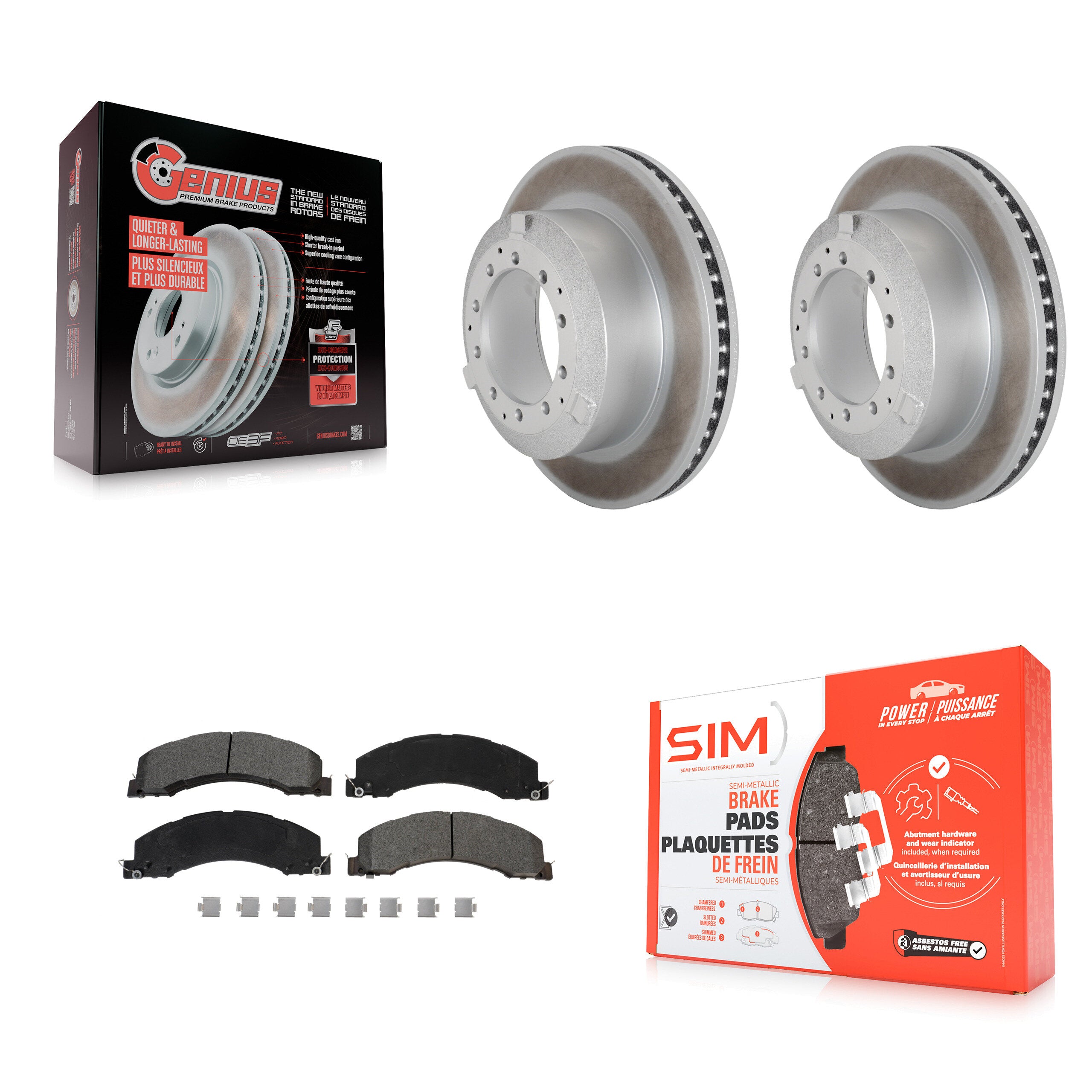 Rear Coat Brake Rotor Semi-Metallic Pad Kit For Ram Dodge Sterling Truck 4500 5500 Bullet KGS-102500
