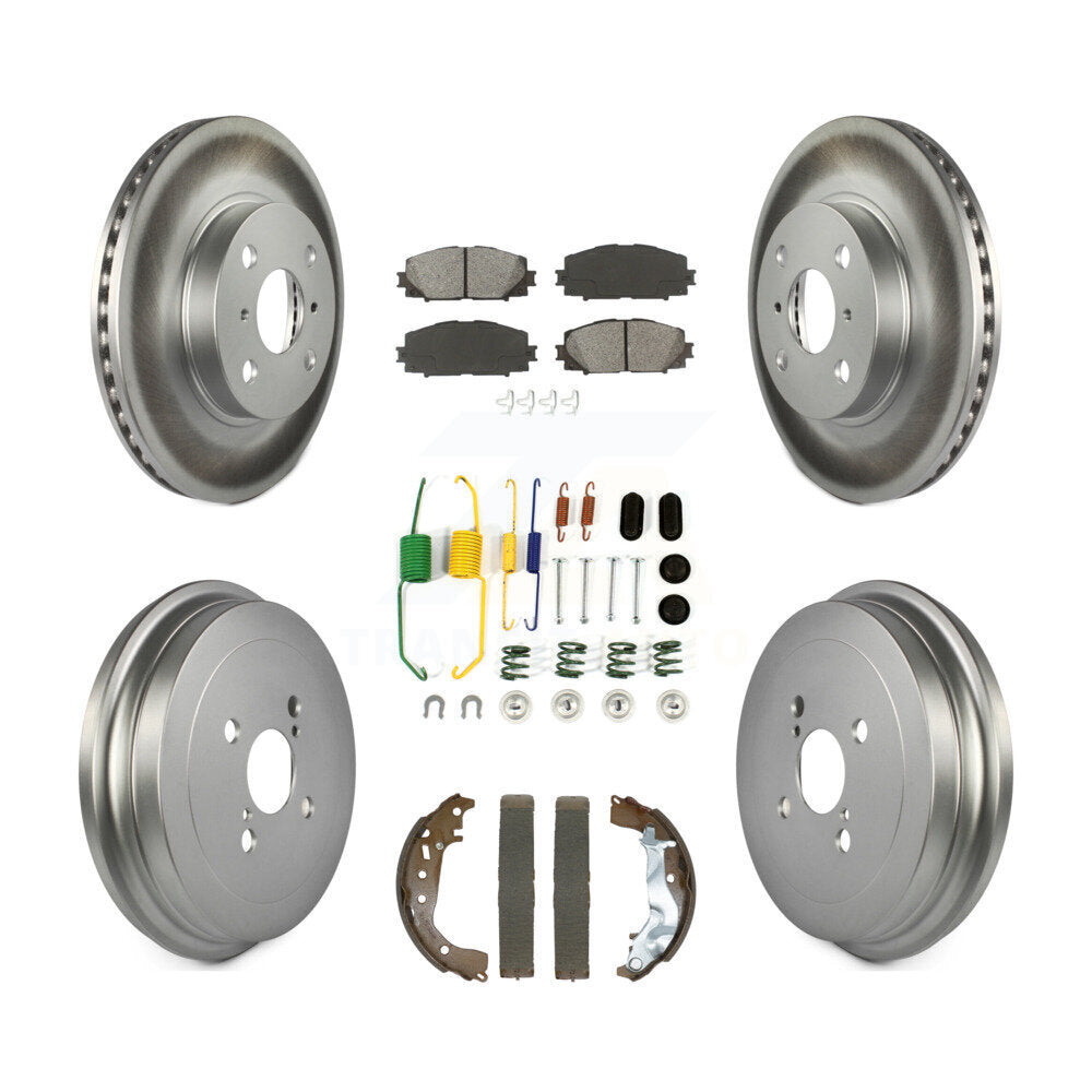 Front Rear Coated Disc Brake Rotors Semi-Metallic Pad And Drum Kit (7Pc) For Toyota Yaris KGS-102501