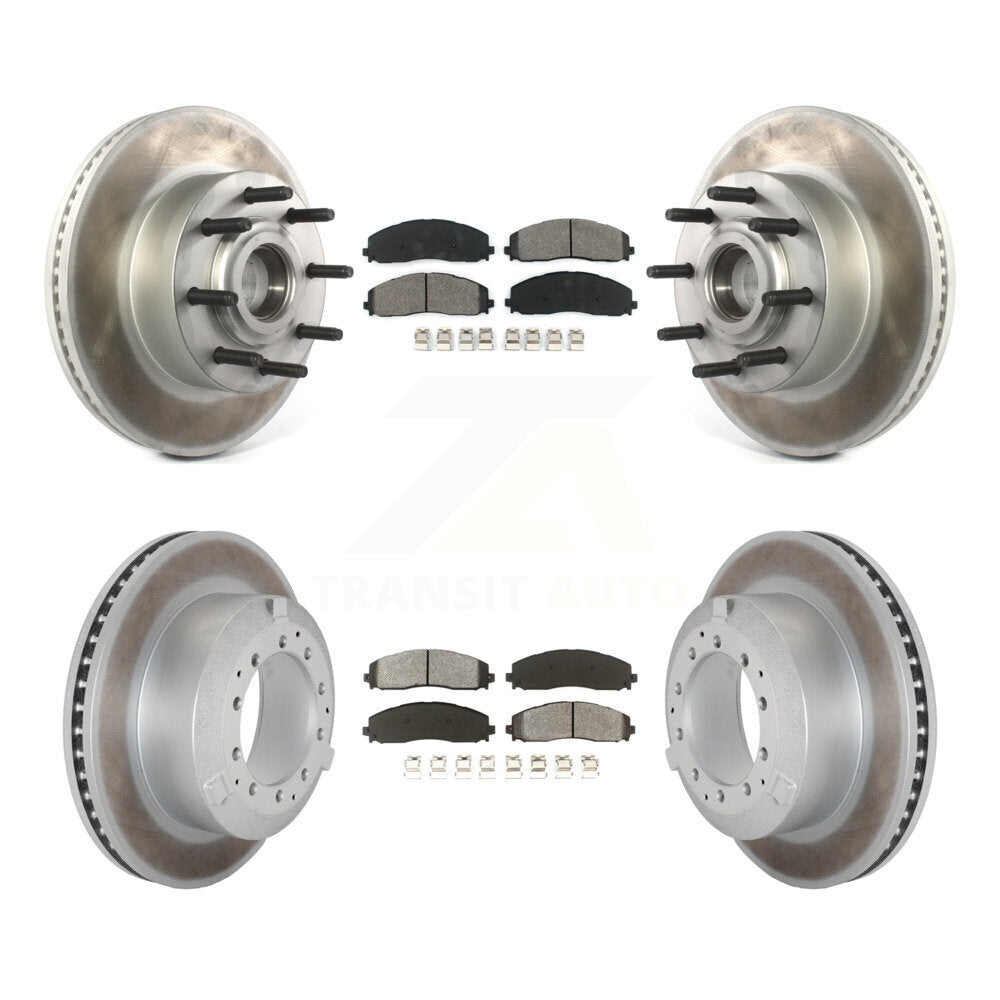 Front Rear Coated Disc Brake Rotors And Semi-Metallic Pads Kit For Ford F-350 Super Duty KGS-102504
