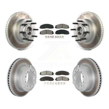 Front Rear Coated Disc Brake Rotors And Semi-Metallic Pads Kit For Ford F-350 Super Duty KGS-102504