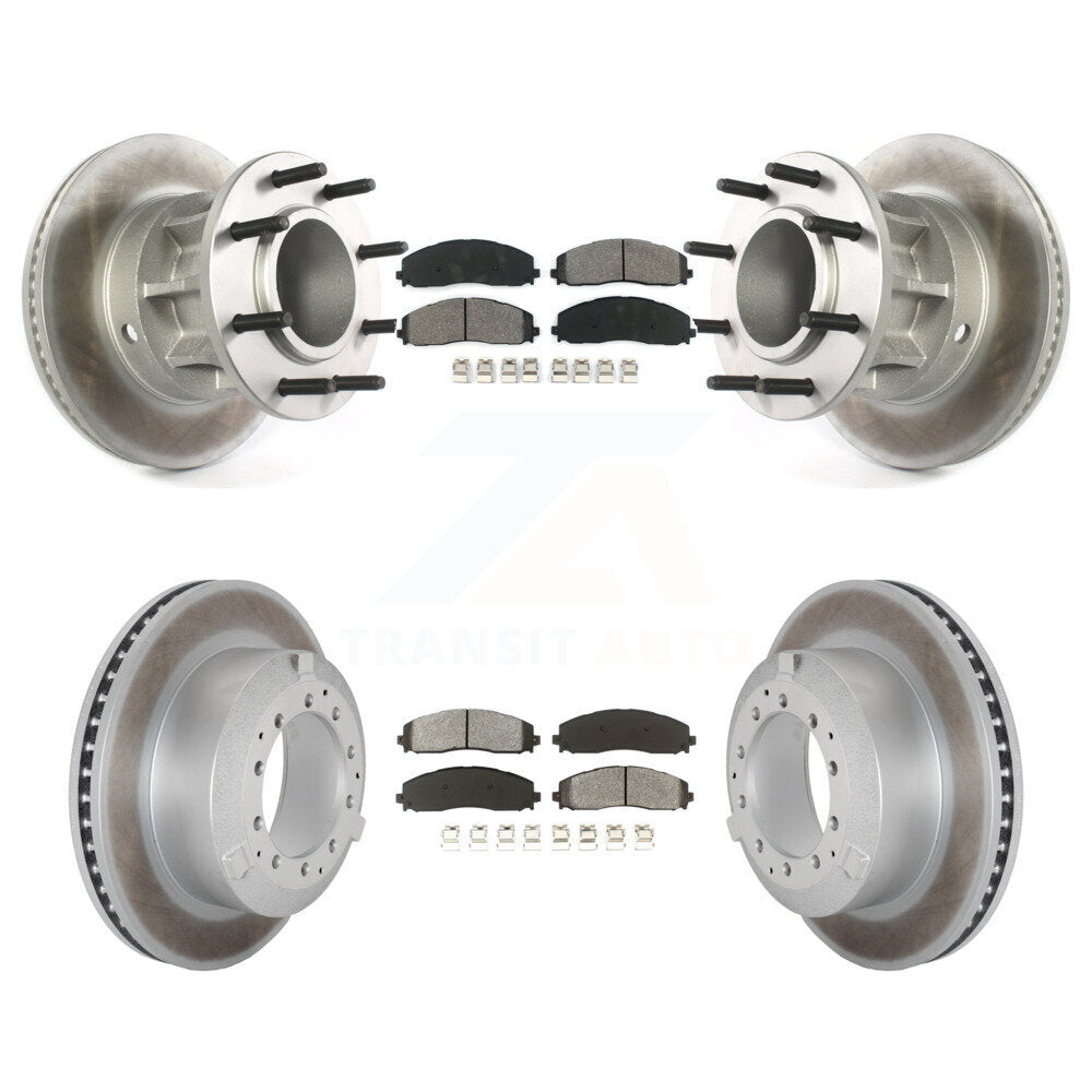 Front Rear Coated Disc Brake Rotors And Semi-Metallic Pads Kit For Ford F-350 Super Duty KGS-102505