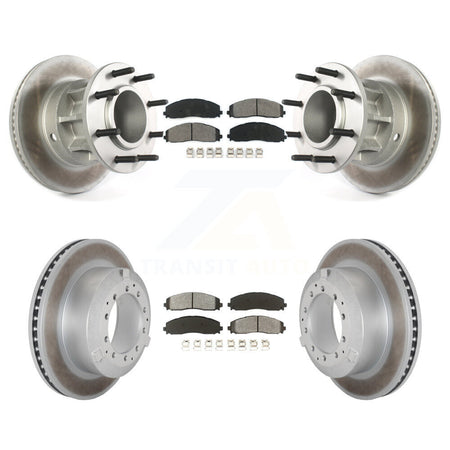 Front Rear Coated Disc Brake Rotors And Semi-Metallic Pads Kit For Ford F-350 Super Duty KGS-102505