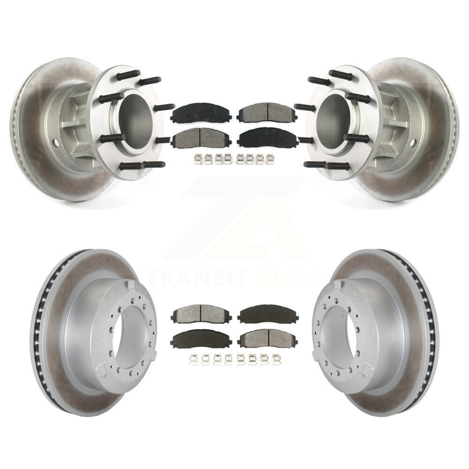 Front Rear Coated Disc Brake Rotors And Semi-Metallic Pads Kit For Ford F-350 Super Duty KGS-102505
