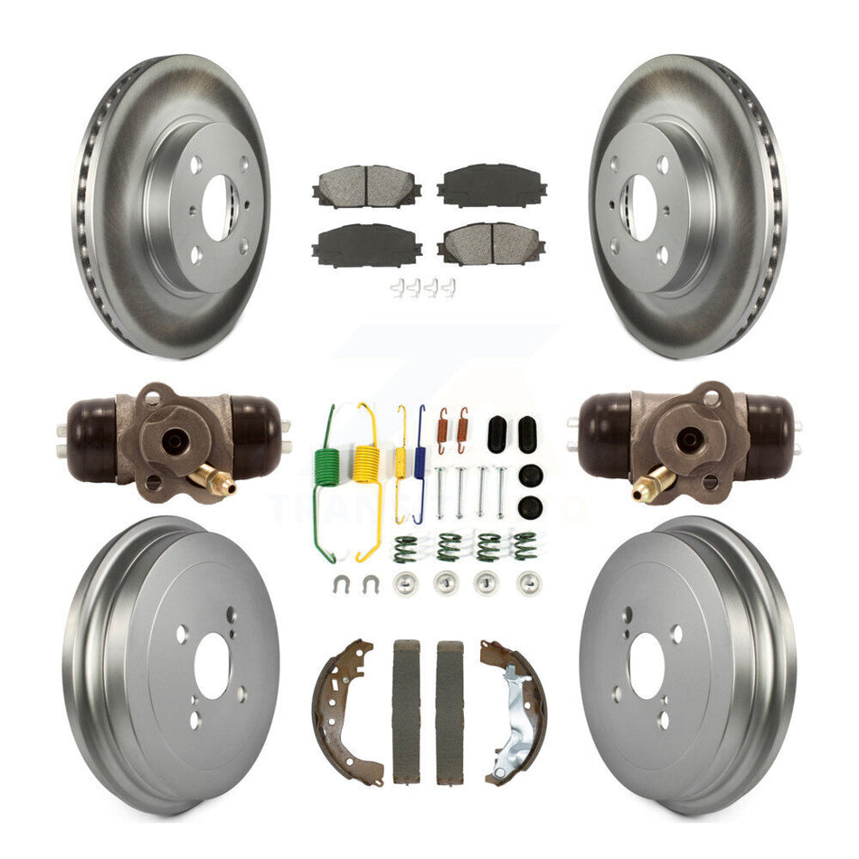 Front Rear Coated Disc Brake Rotors Semi-Metallic Pad And Drum Kit (9Pc) For Toyota Yaris KGS-102506
