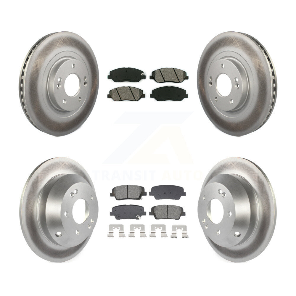 Front Rear Coat Brake Rotors Semi-Metallic Pad Kit For 2013-2016 Hyundai Santa Fe XL 3.3L KGS-102510