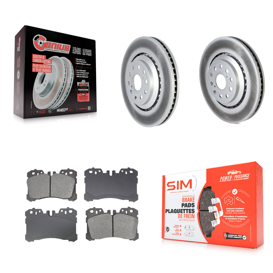 Front Coated Disc Brake Rotor & Semi-Metallic Pad Kit For Lexus LS460 LS500 LS600h LS500h KGS-102513