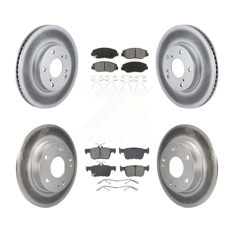 Front Rear Coated Disc Brake Rotors And Semi-Metallic Pads Kit For Honda Civic KGS-102535