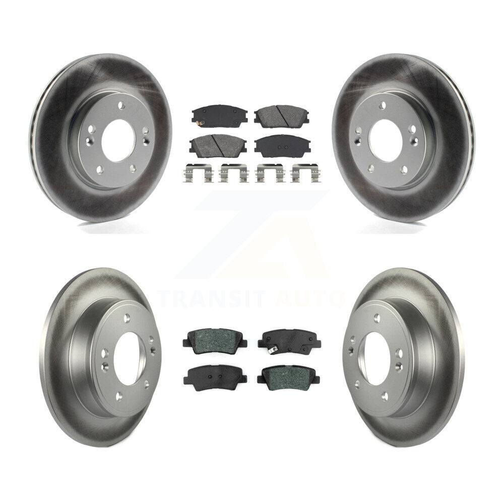 Front Rear Coated Disc Brake Rotors And Semi-Metallic Pads Kit For Hyundai Venue Kia Soul KGS-102551