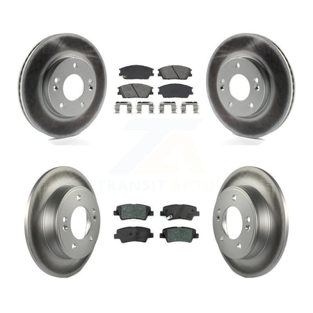 Front Rear Coated Disc Brake Rotors And Semi-Metallic Pads Kit For Hyundai Venue Kia Soul KGS-102551