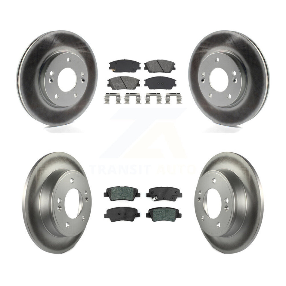 Front Rear Coated Disc Brake Rotors And Semi-Metallic Pads Kit For Hyundai Venue Kia Soul KGS-102551