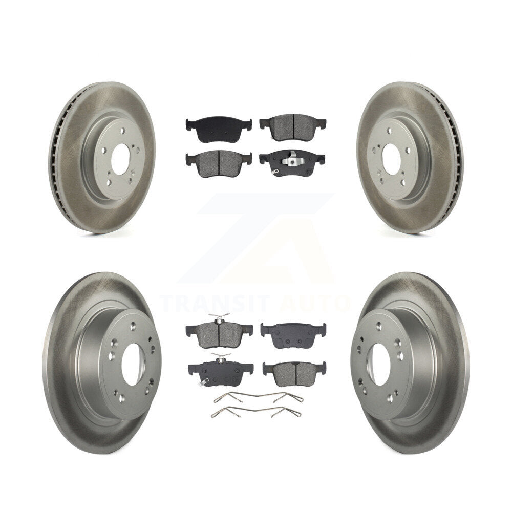 Front Rear Coated Disc Brake Rotors And Semi-Metallic Pads Kit For Honda Accord KGS-102560