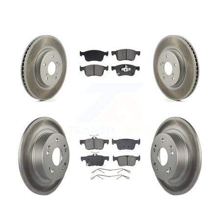 Front Rear Coated Disc Brake Rotors And Semi-Metallic Pads Kit For Honda Accord KGS-102560