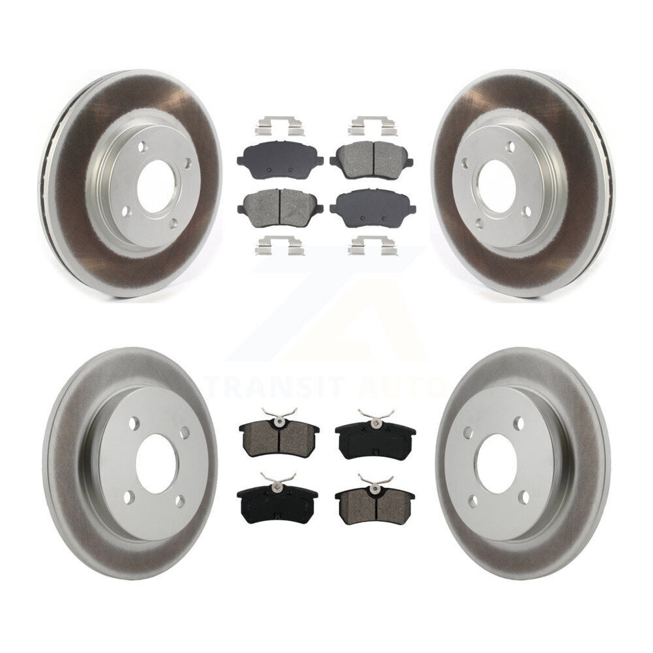 Front Rear Coated Disc Brake Rotor And Semi-Metallic Pad Kit For 2014-2019 Ford Fiesta ST KGS-102576