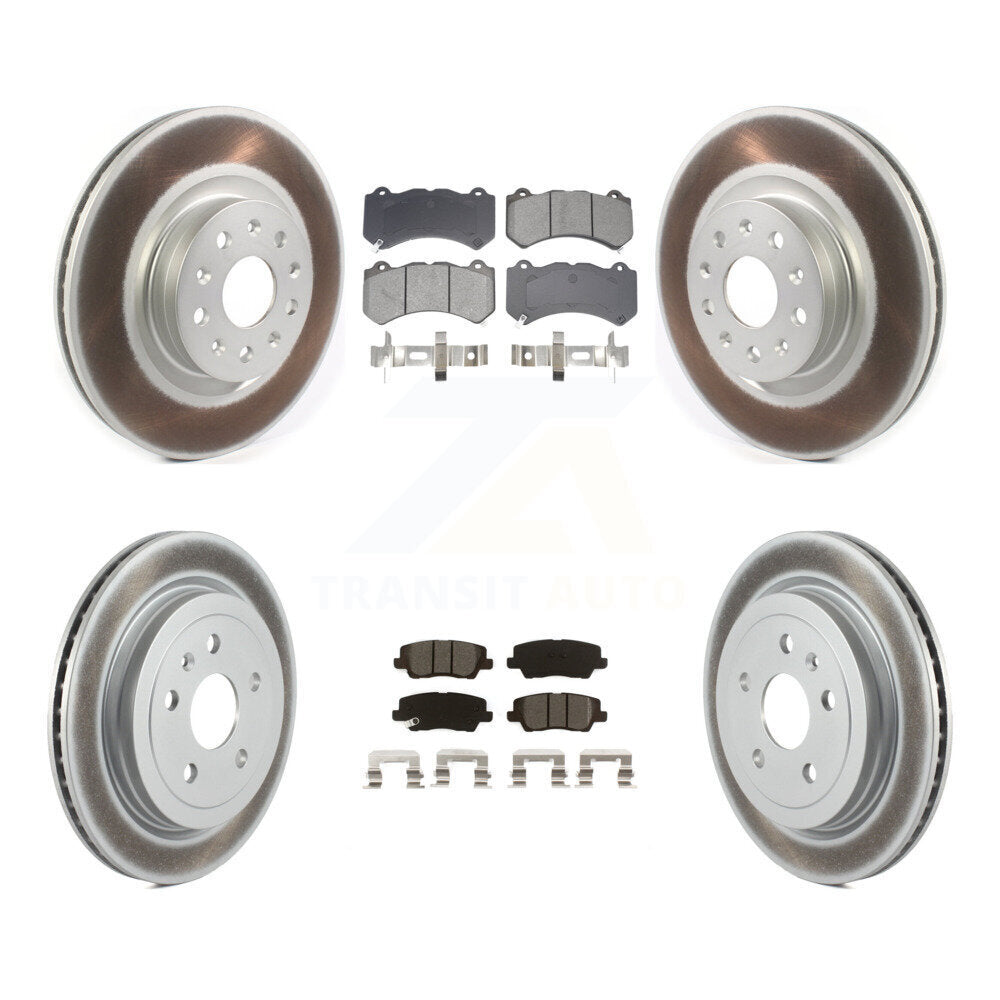 Front Rear Coated Disc Brake Rotors And Semi-Metallic Pads Kit For Cadillac CTS KGS-102583