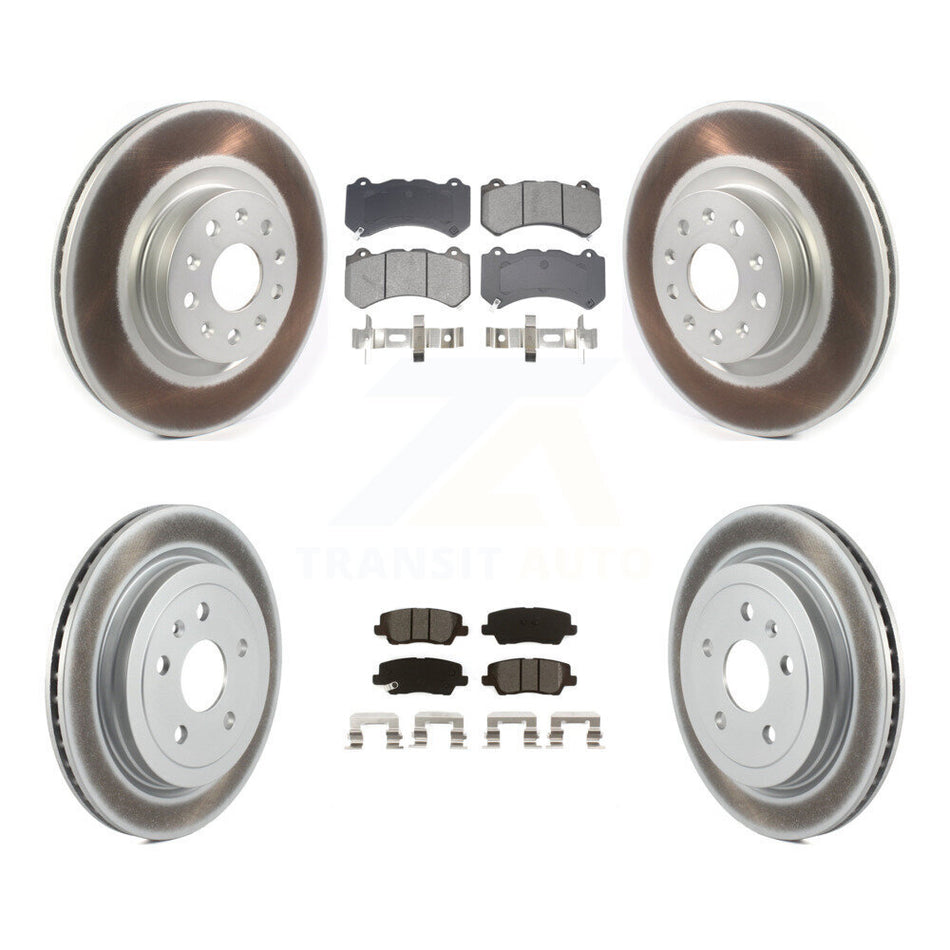 Front Rear Coated Disc Brake Rotors And Semi-Metallic Pads Kit For Cadillac CTS KGS-102583