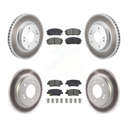 Front Rear Coated Disc Brake Rotors And Semi-Metallic Pads Kit For Hyundai Elantra KGS-102587