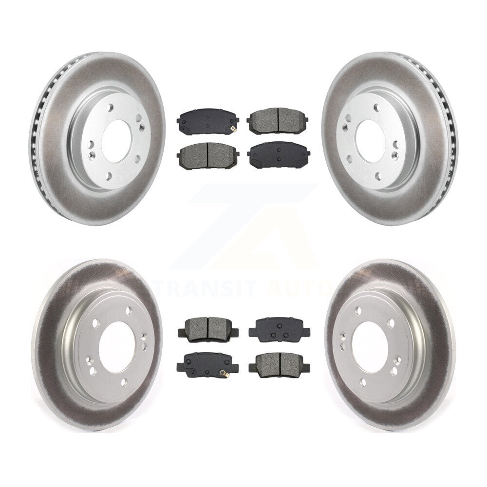 Front Rear Coated Disc Brake Rotors And Semi-Metallic Pads Kit For Hyundai Elantra KGS-102588
