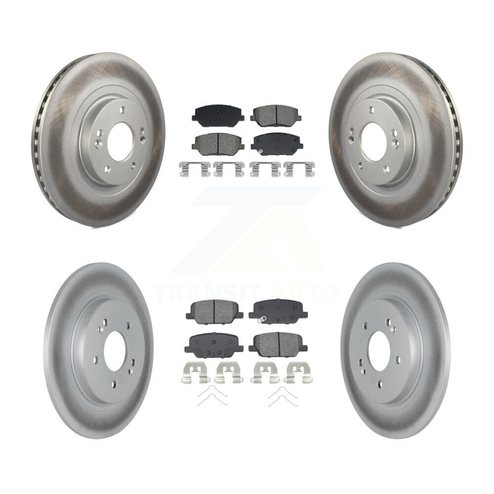 Front Rear Coated Disc Brake Rotor & Semi-Metallic Pad Kit For 2019-2020 Hyundai Santa Fe KGS-102596
