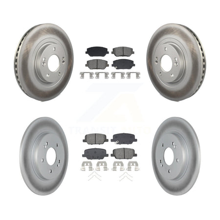 Front Rear Coated Disc Brake Rotor & Semi-Metallic Pad Kit For 2019-2020 Hyundai Santa Fe KGS-102596
