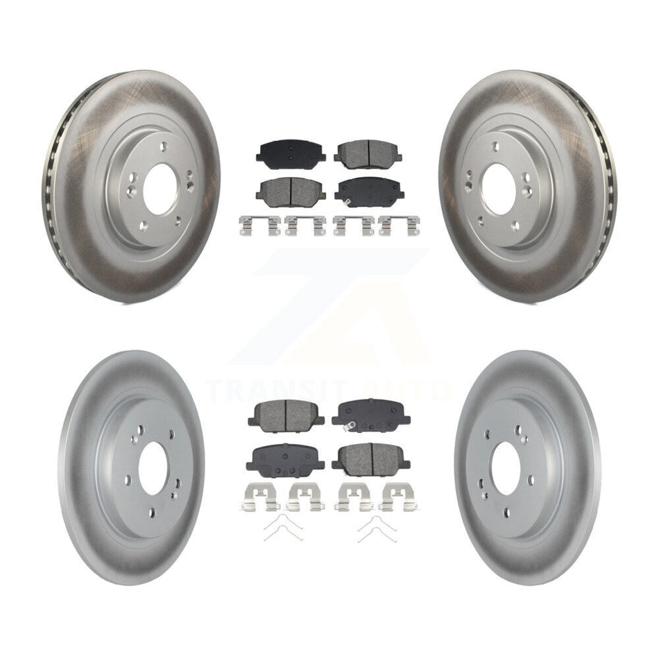 Front Rear Coated Disc Brake Rotor & Semi-Metallic Pad Kit For 2019-2020 Hyundai Santa Fe KGS-102596