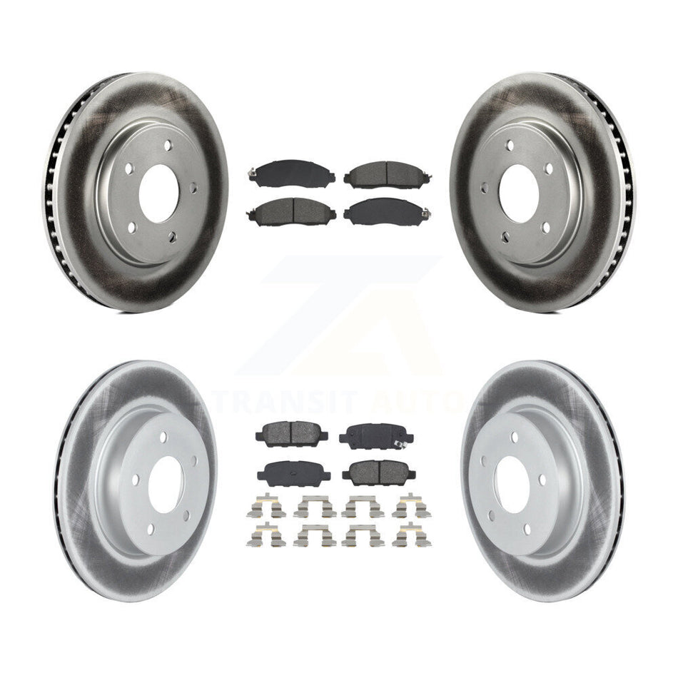 Front Rear Coated Disc Brake Rotors And Semi-Metallic Pads Kit For 2018 Nissan LEAF S KGS-102599