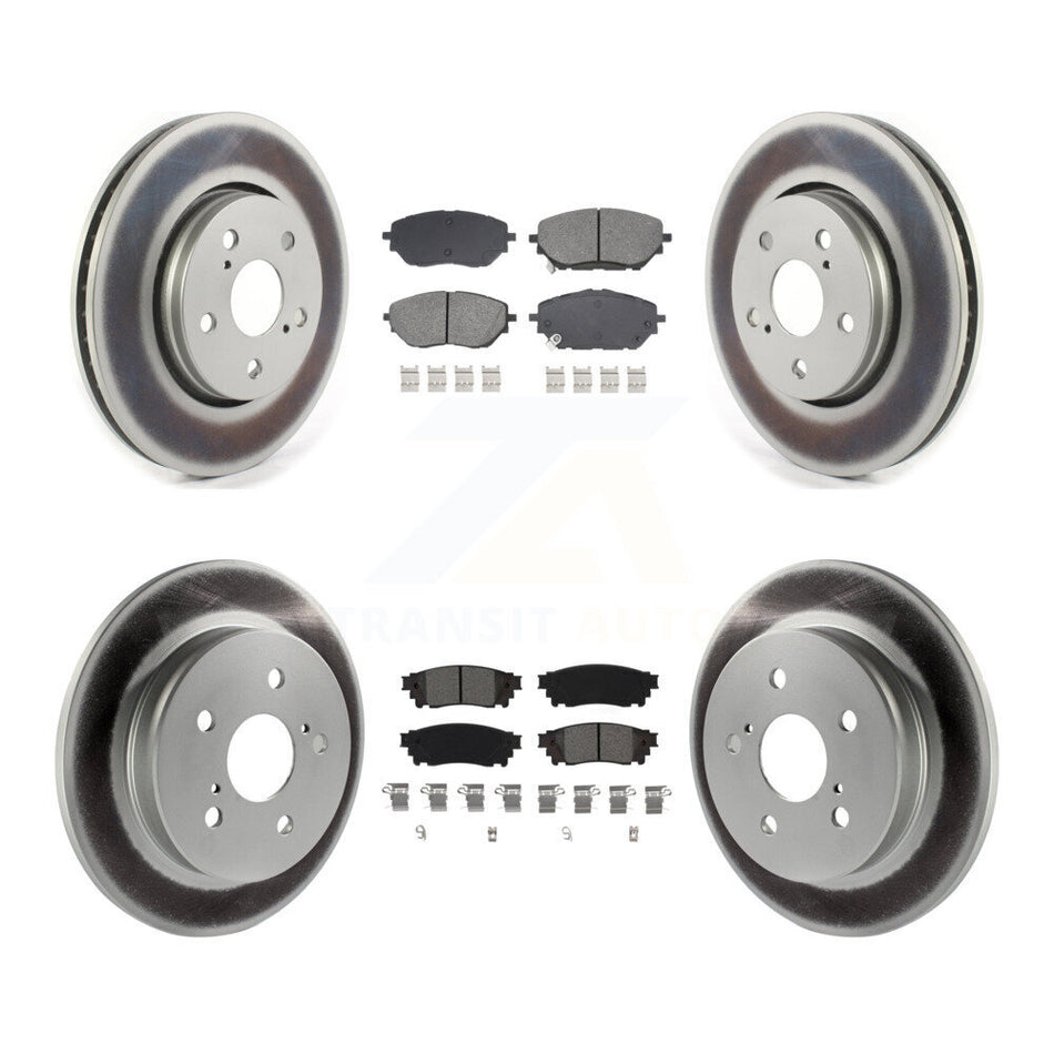 Front Rear Coated Disc Brake Rotors And Semi-Metallic Pads Kit For 2018 Toyota C-HR KGS-102601