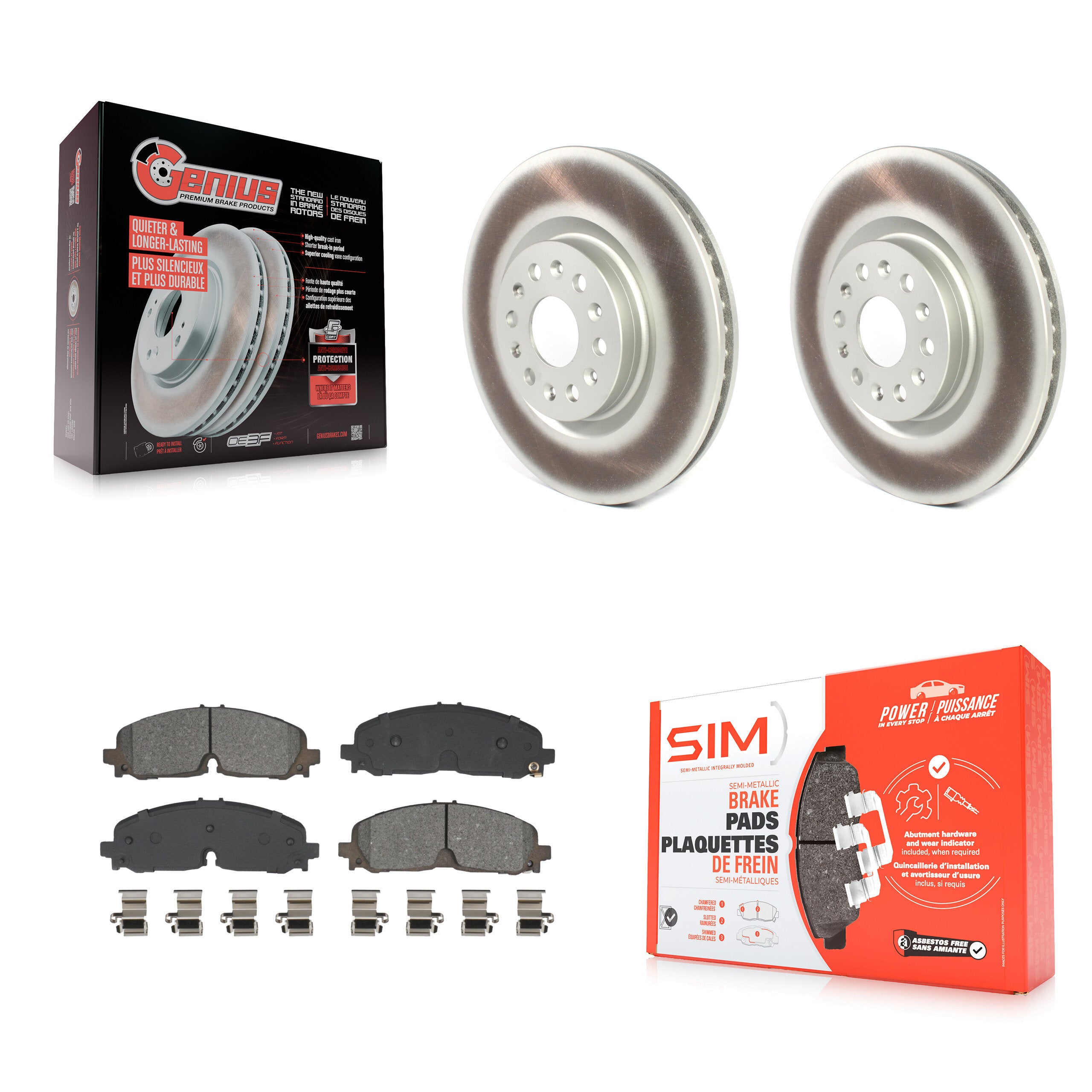 Front Coat Disc Brake Rotor Semi-Metallic Pad Kit For 2021 Cadillac XT5 Buick Enclave XT6 KGS-102639