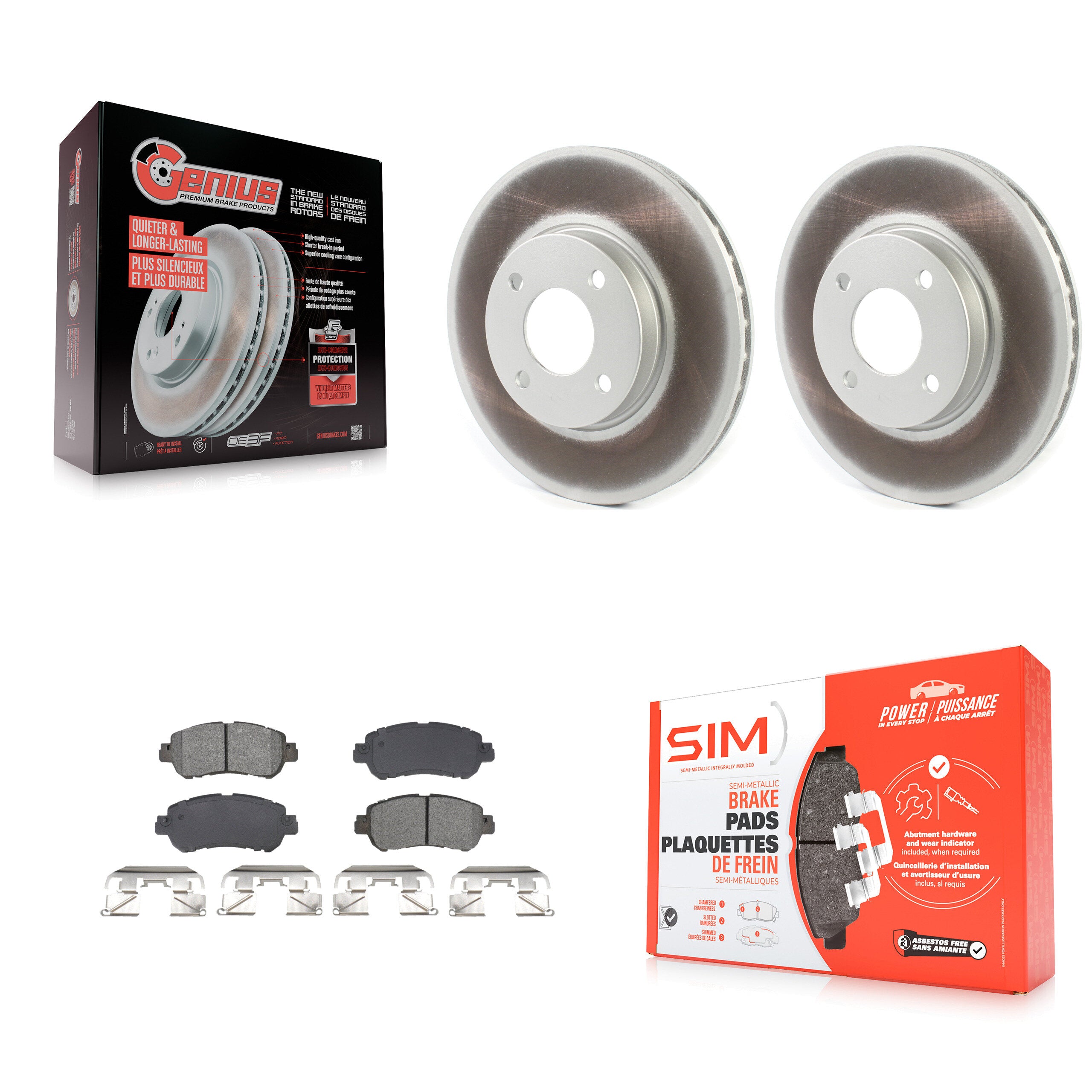 Front Coated Disc Brake Rotors And Semi-Metallic Pads Kit For Nissan Kicks Versa KGS-102644