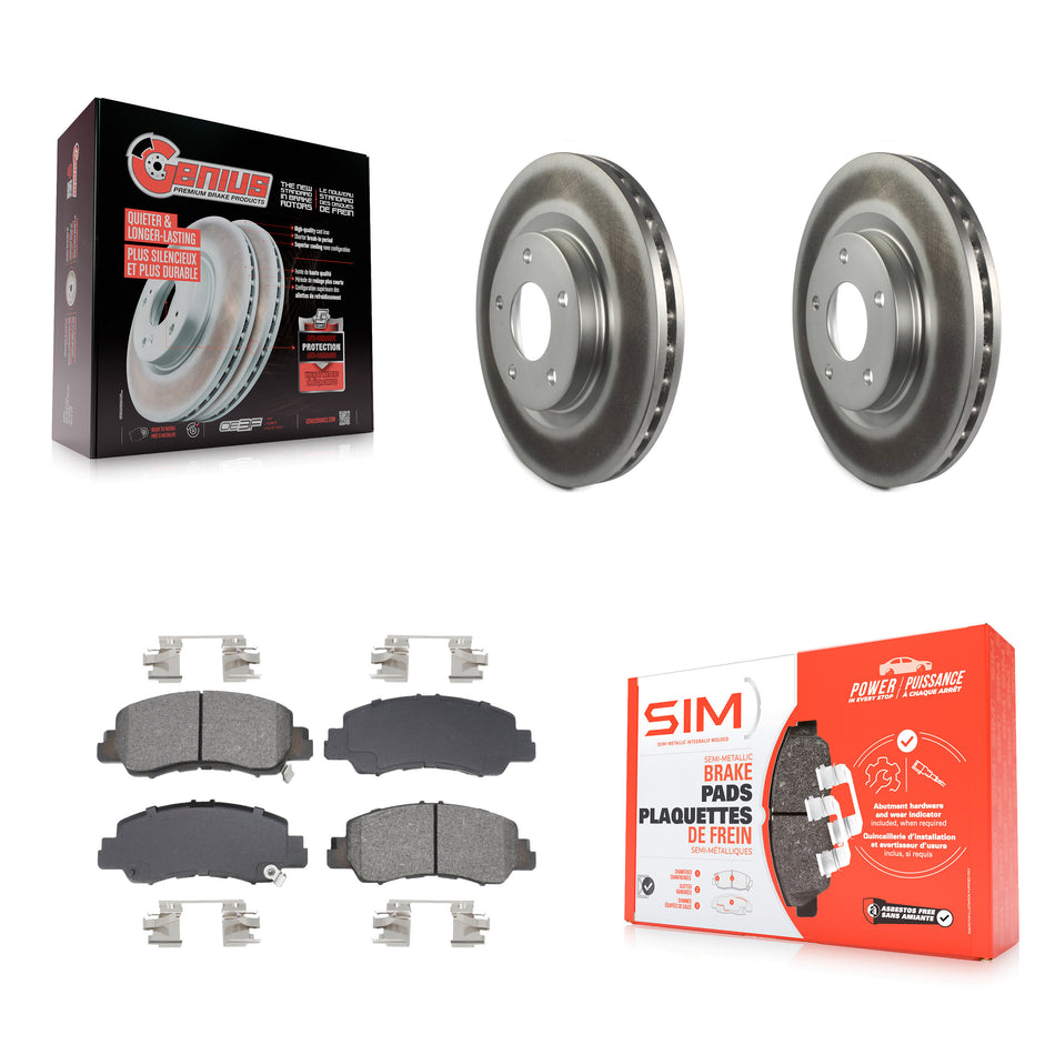 Front Coated Disc Brake Rotors And Semi-Metallic Pads Kit For Mitsubishi Eclipse Cross KGS-102648