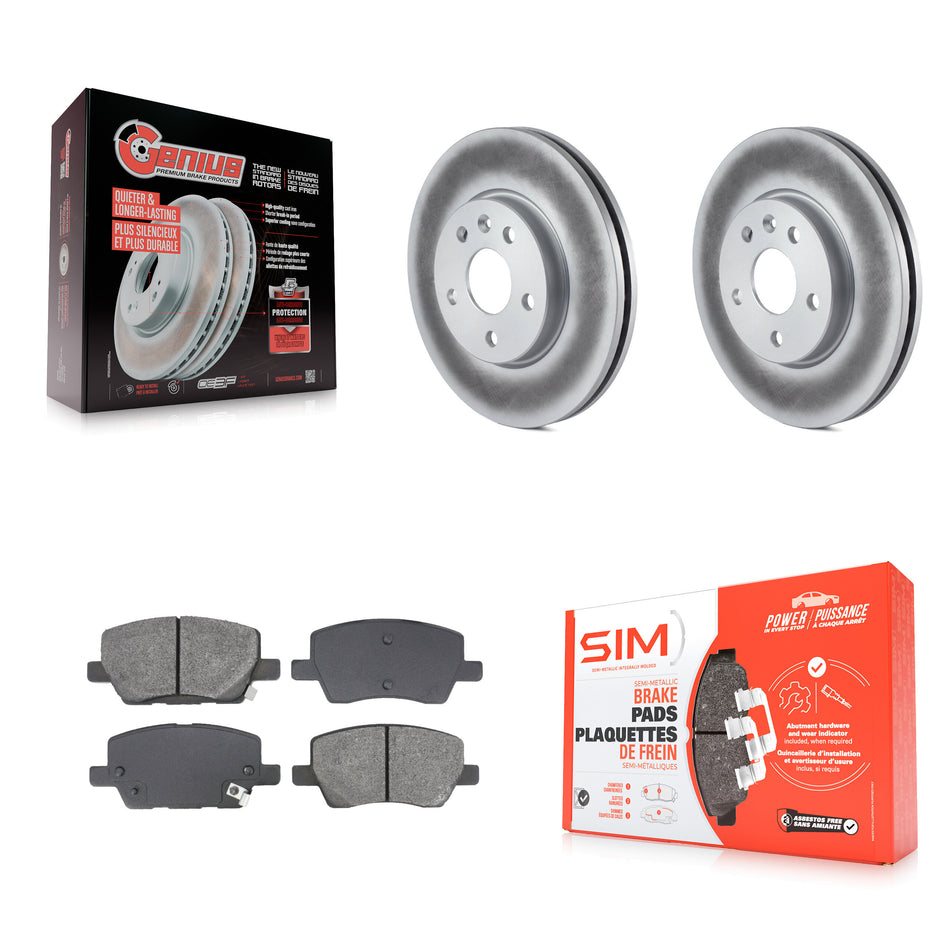 Front Coated Disc Brake Rotors And Semi-Metallic Pads Kit For 2018-2020 Chevrolet Sonic KGS-102655