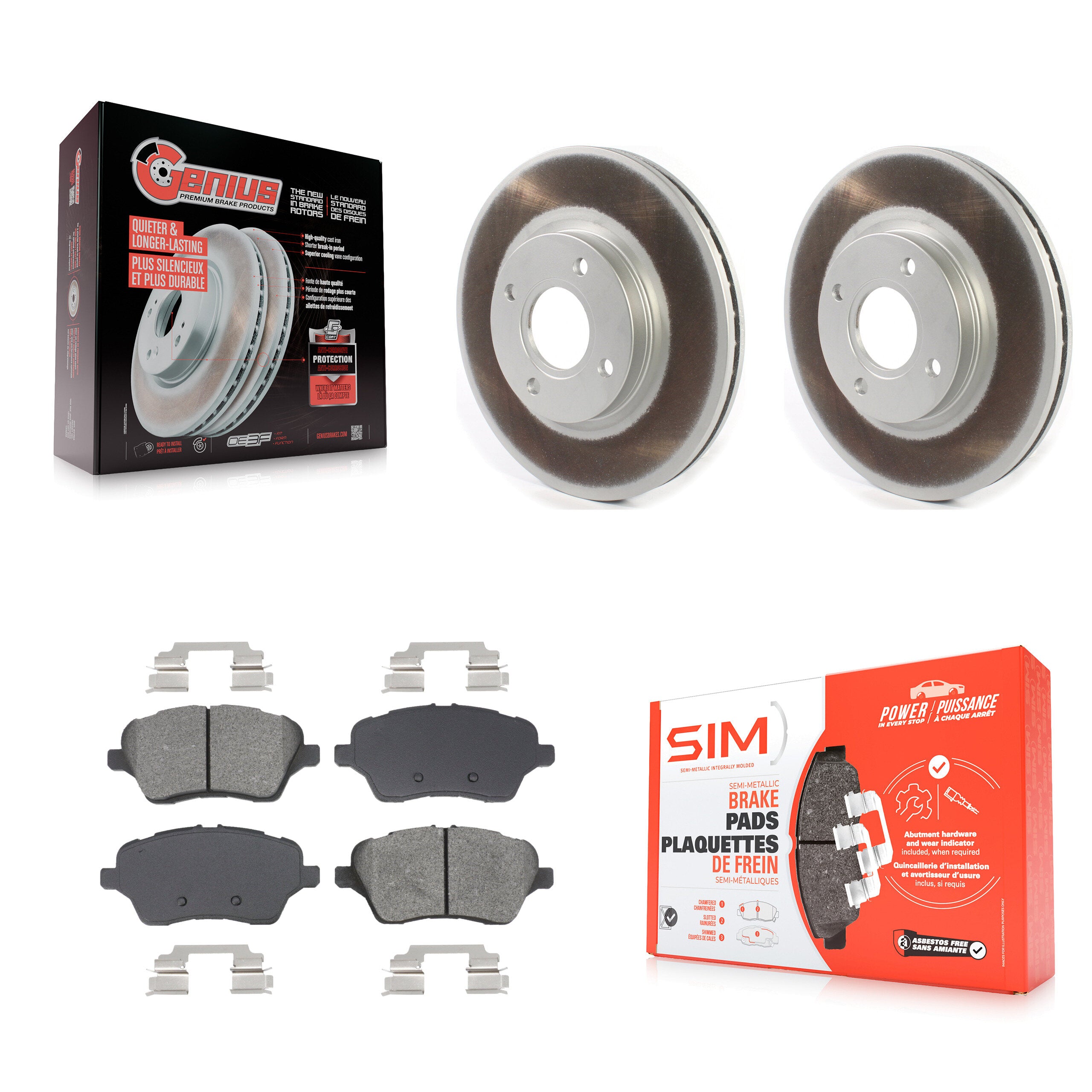 Front Coated Disc Brake Rotors And Semi-Metallic Pads Kit For 2014-2019 Ford Fiesta ST KGS-102661