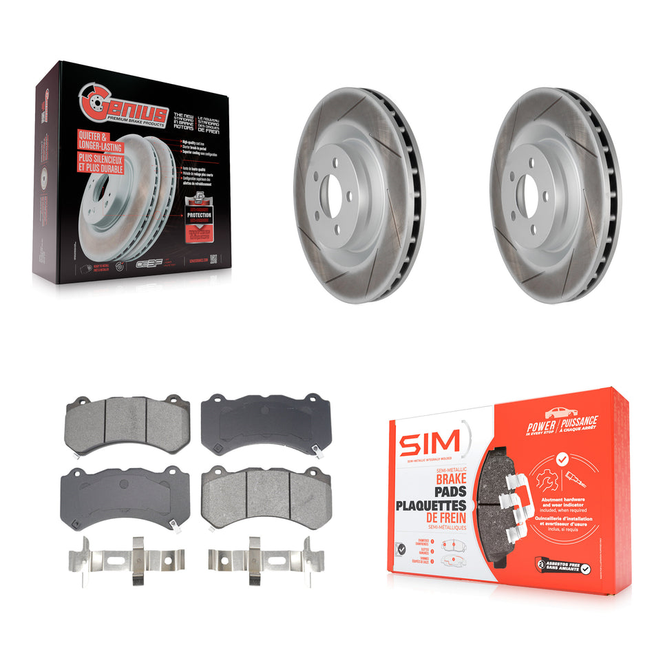 Front Coated Disc Brake Rotors And Semi-Metallic Pads Kit For Dodge Challenger Charger KGS-102666