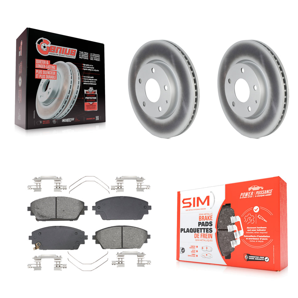 Front Coated Disc Brake Rotors And Semi-Metallic Pads Kit For Mazda 3 Sport FWD KGS-102674