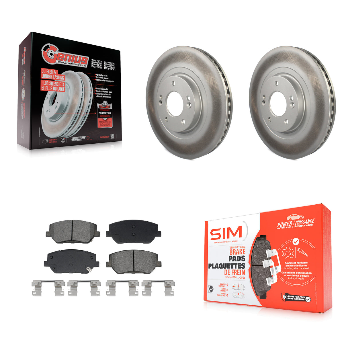 Front Coated Disc Brake Rotors And Semi-Metallic Pads Kit For 2019-2020 Hyundai Santa Fe KGS-102678