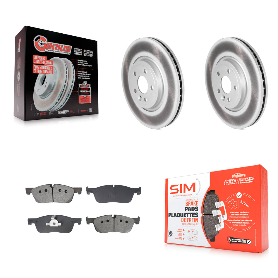 Front Coated Brake Rotor & Semi-Metallic Pad Kit For Jaguar F-Pace Land Rover Range Velar KGS-102685