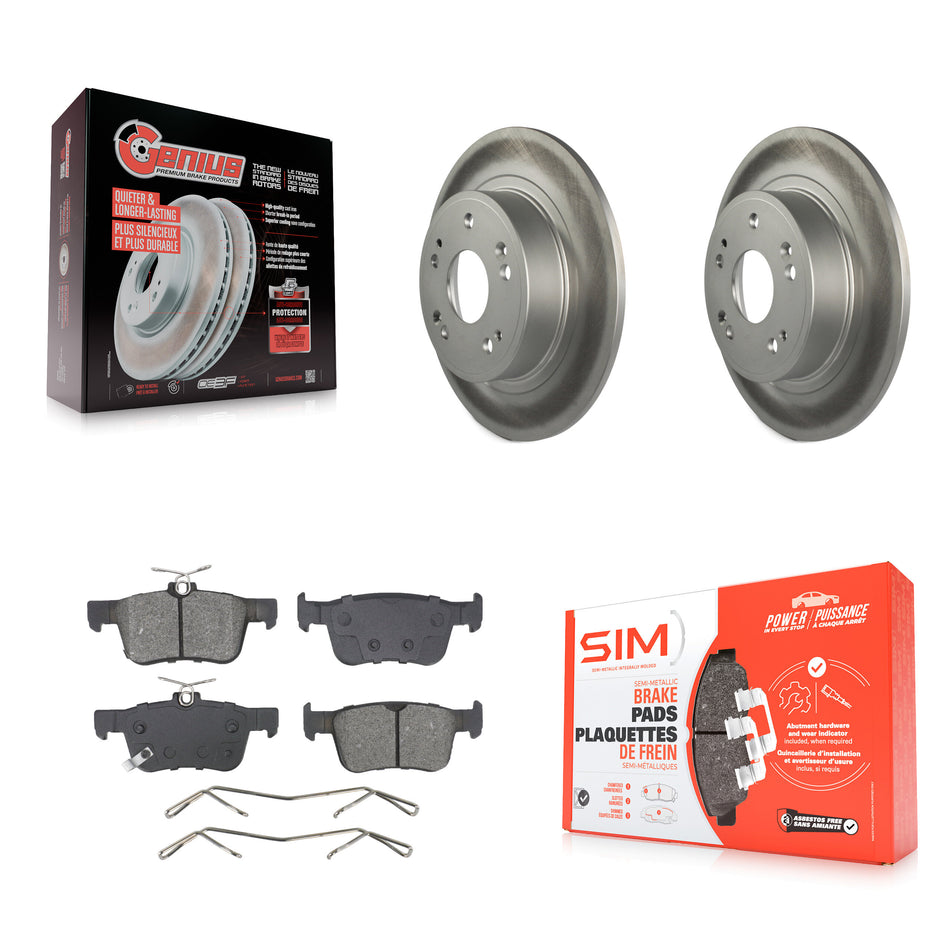 Rear Coated Disc Brake Rotors And Semi-Metallic Pads Kit For 2018-2024 Honda Accord KGS-102705