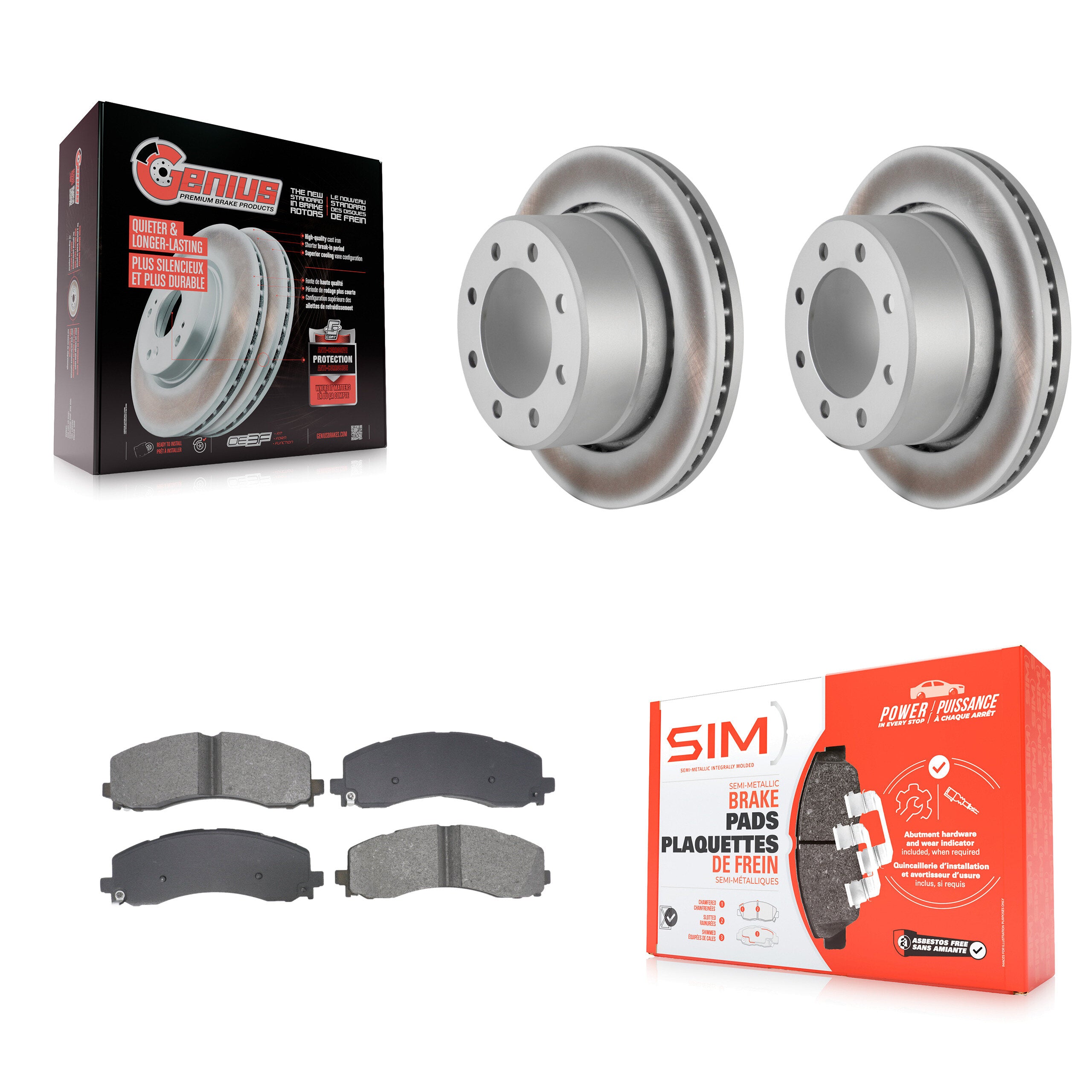 Rear Coated Disc Brake Rotors And Semi-Metallic Pads Kit For Ram 2500 3500 KGS-102718