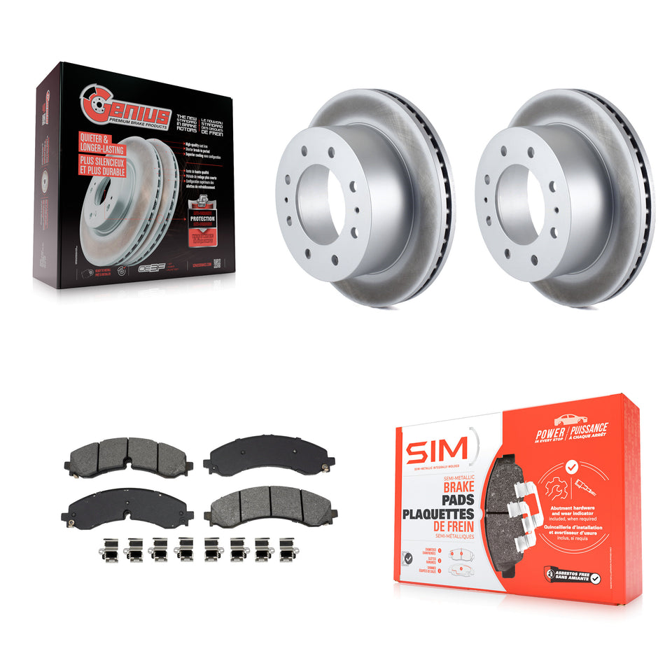 Rear Coated Brake Rotors Semi-Metallic Pad Kit For GMC Chevrolet Sierra 2500 HD Silverado KGS-102719