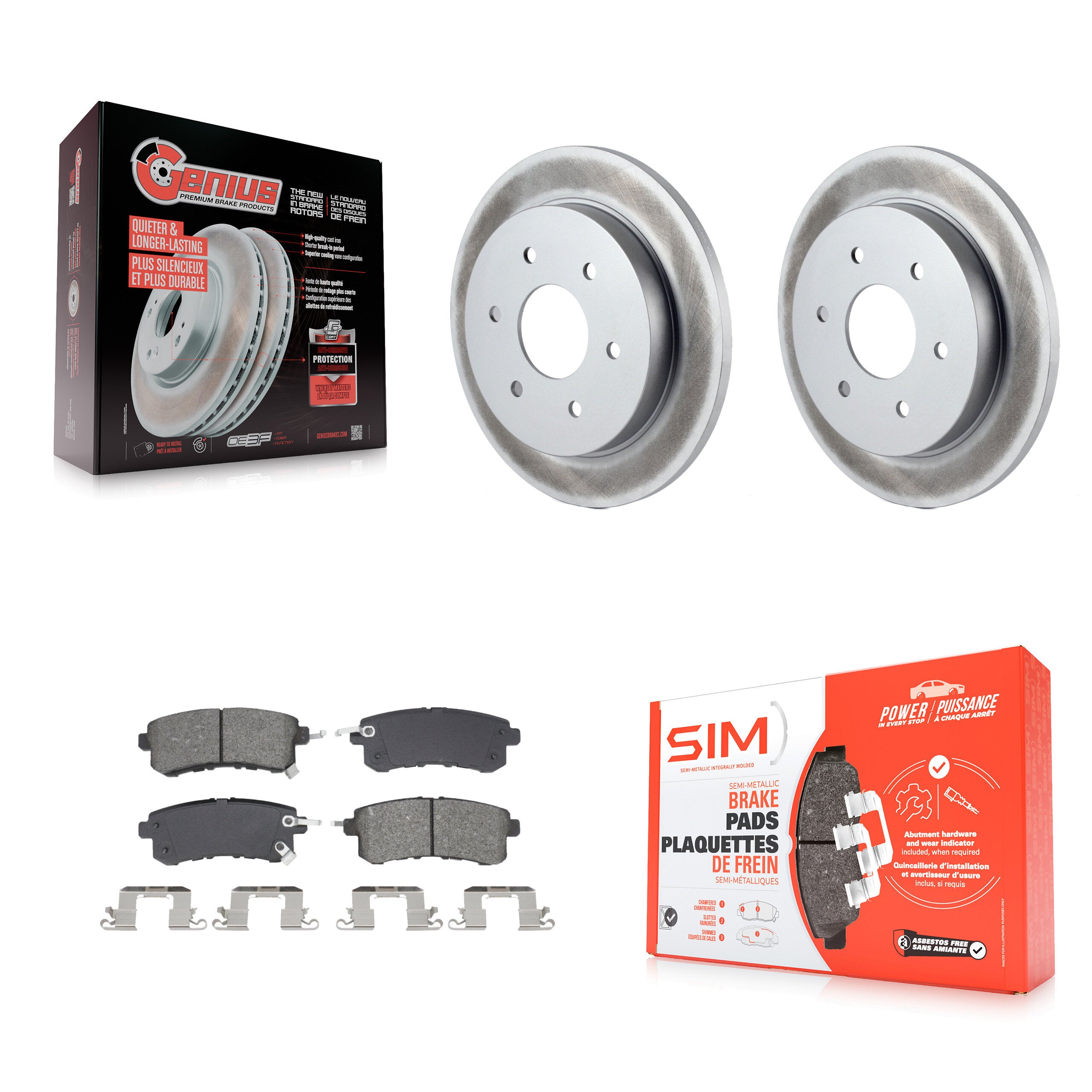 Rear Coat Brake Rotors Semi-Metallic Pad Kit For 2017-2019 Nissan Armada With Solid Rotor KGS-102731