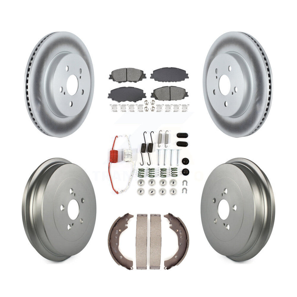 Front Rear Coat Brake Rotor Semi-Metallic Pad Drum Kit (7Pc) For 2019 Toyota Corolla 2.0L KGS-102743
