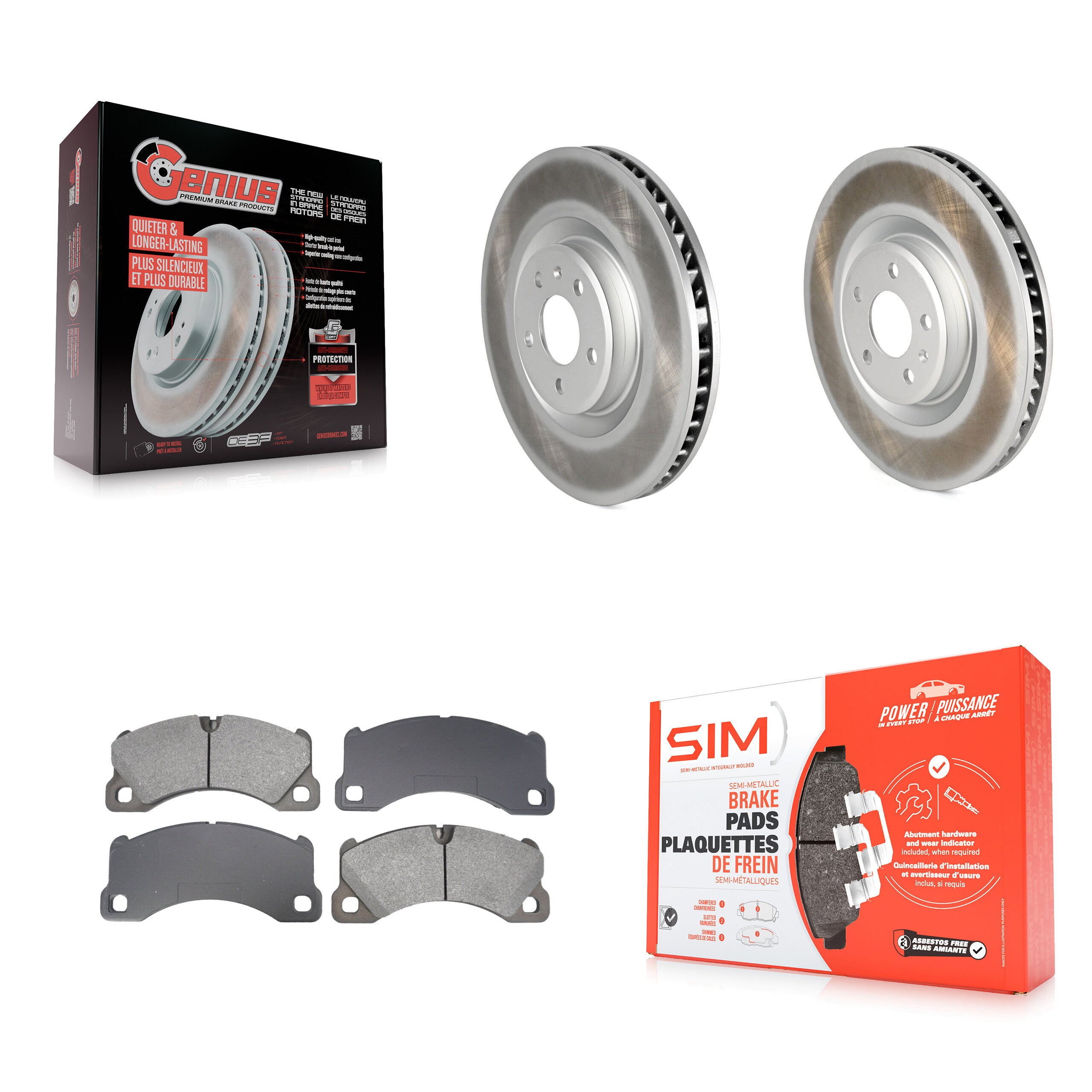 Front Coated Disc Brake Rotors And Semi-Metallic Pads Kit For 2015-2017 Porsche Macan S KGS-102751