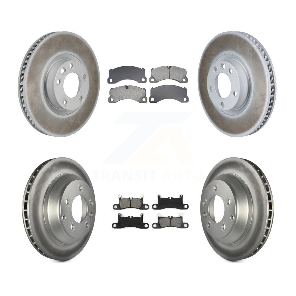 Front Rear Coated Brake Rotors Semi-Metallic Pad Kit (6Pc) For Volkswagen Touareg Porsche KGS-102761