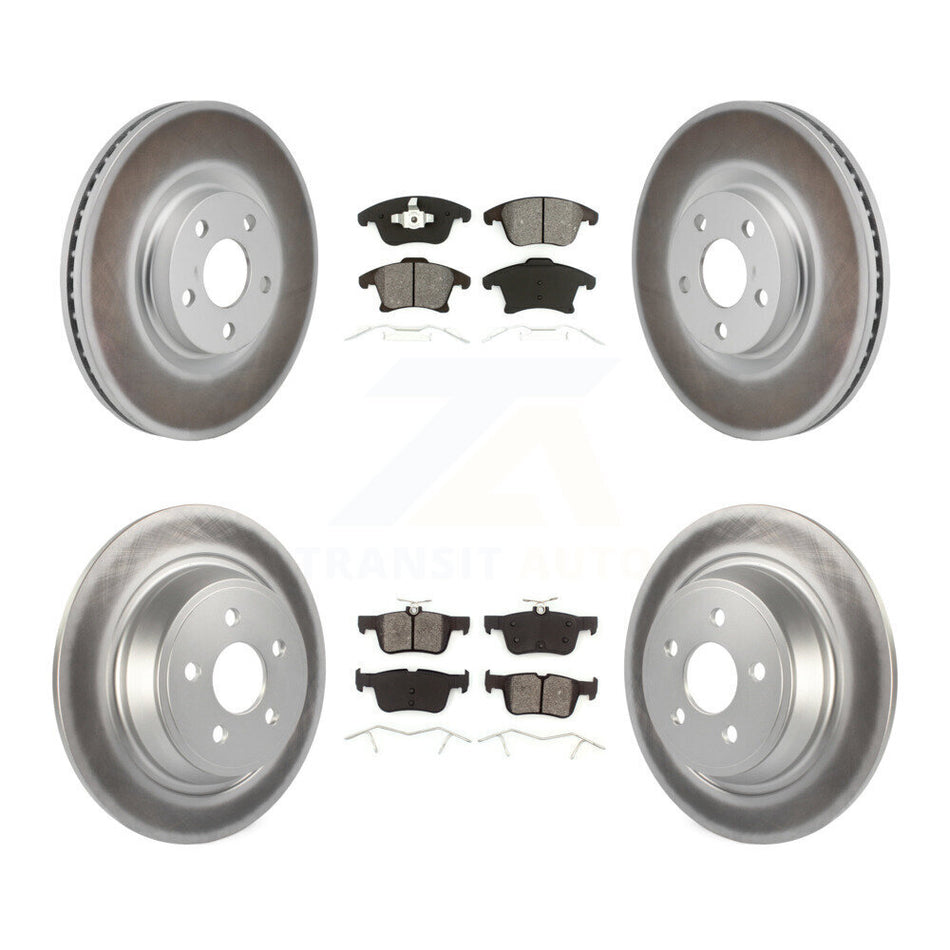 Front Rear Coated Disc Brake Rotor & Semi-Metallic Pad Kit For 2017-2020 Lincoln MKZ 2.0L KGS-102764